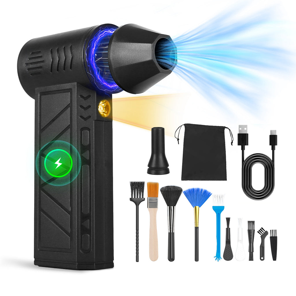 1Pc Compressed Air Duster With LED Light Up To 150000RPM Speed For PC Keyboard Cleaning