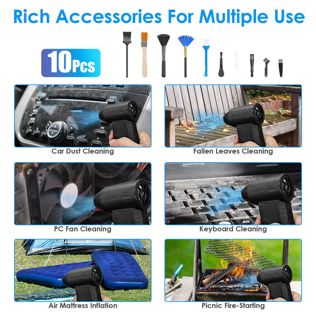 1Pc Compressed Air Duster With LED Light Up To 150000RPM Speed For PC Keyboard Cleaning