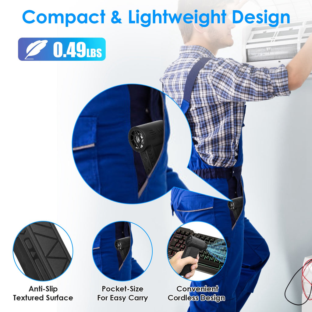 1Pc Compressed Air Duster With LED Light Up To 150000RPM Speed For PC Keyboard Cleaning