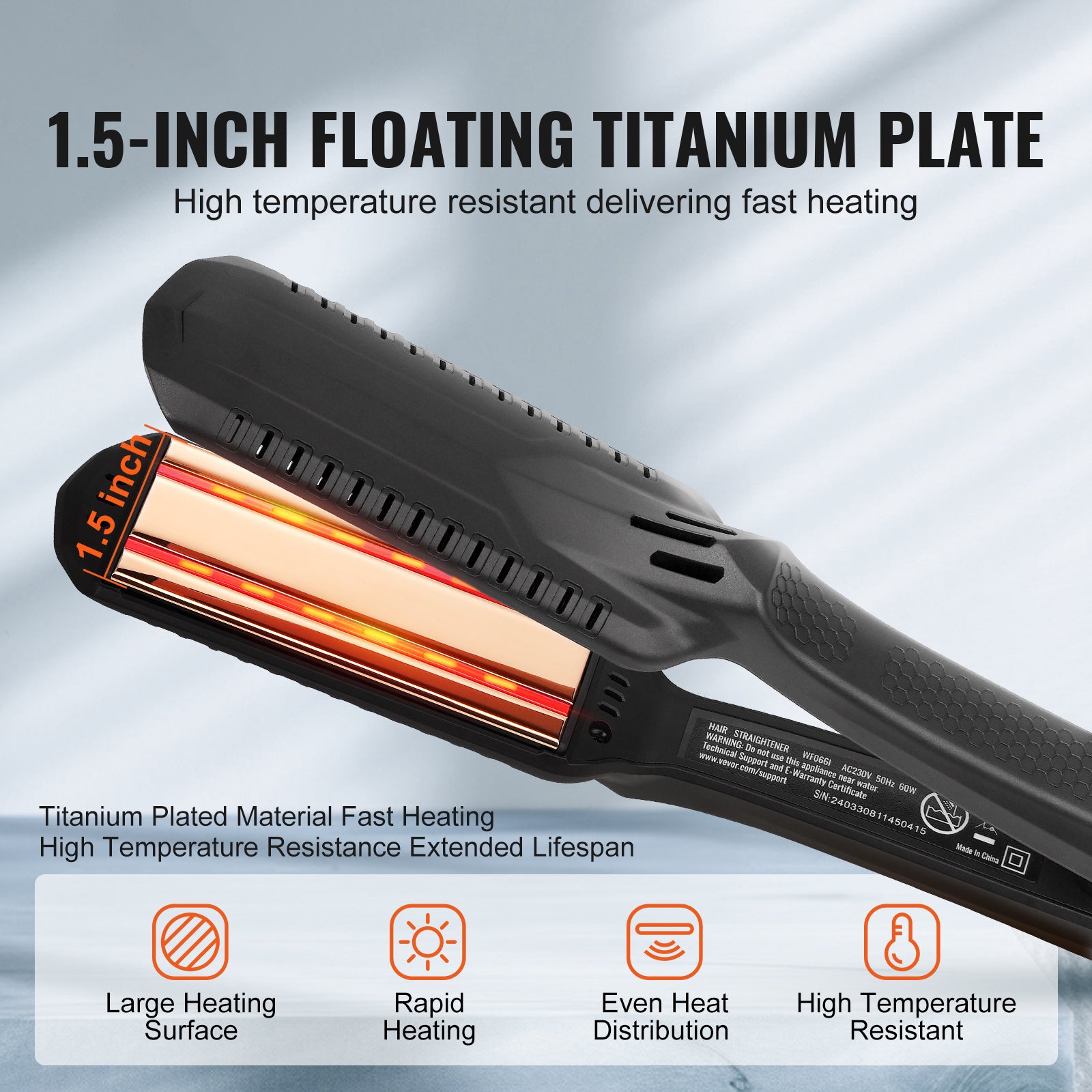 VEVOR Hair Straightener, Titanium Flat Iron,